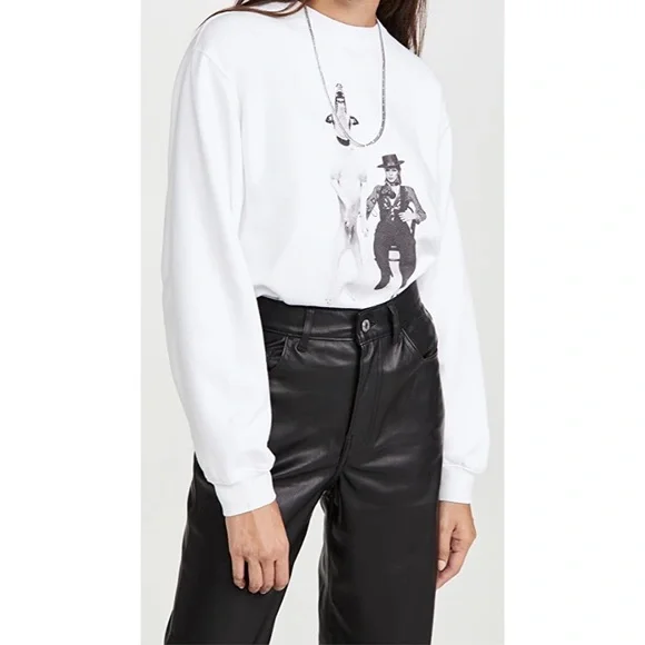 ANINE BING Ramona Sweatshirt AB x TO B White Pullover - Picture 7 of 14